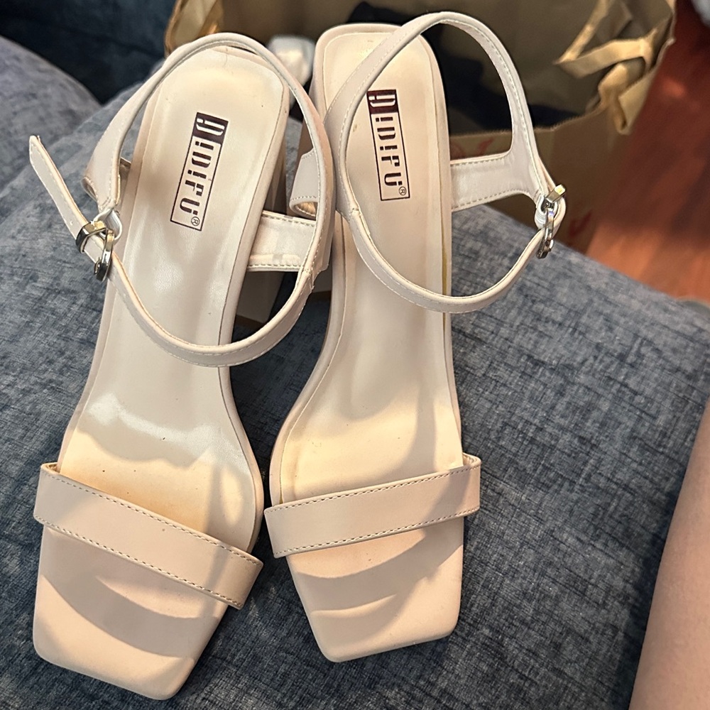 Women's Cream Ankle-Strap Sandals